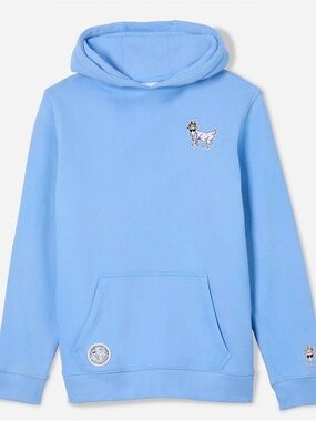 Kids Light Blue Pullover Hoodie with Goat Patch